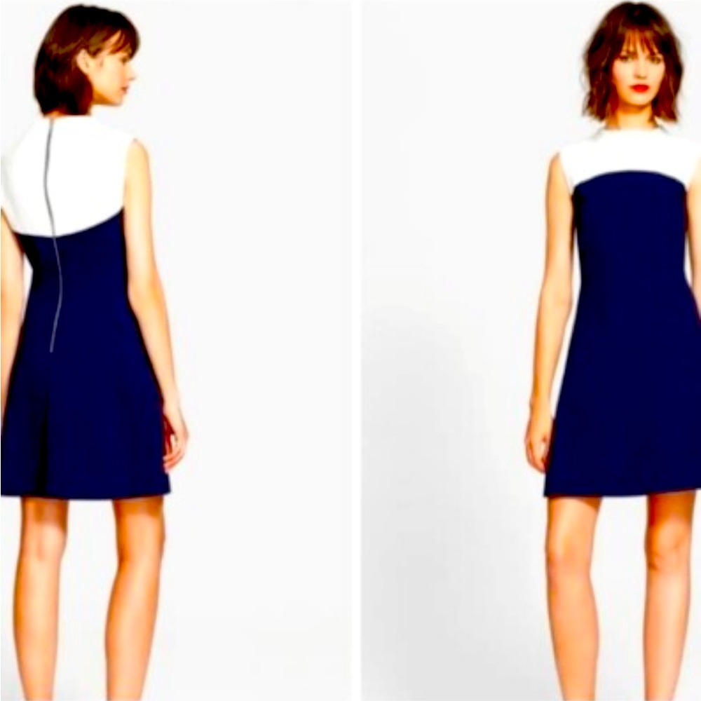 Kate Spade A‑line Color Block Dress in Navy and White - Picture 2 of 9